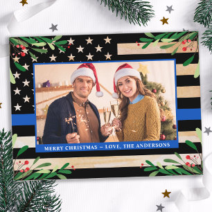 バジェット警察クリスマスカード写真薄い青い旗