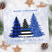 バジェット警察クリスマスブループレイドグリッターカード