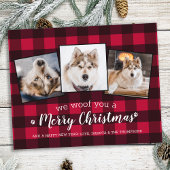 バジェット赤い格子模様ペットフォトコラージードドッグホリデー