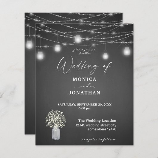 バジェット赤ちゃんの息、G Chalkboard、ストリングライト (正面/裏面)