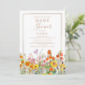 バジェット赤ちゃんカラフルシャワー国野生の花 招待状 (スタンド正面)