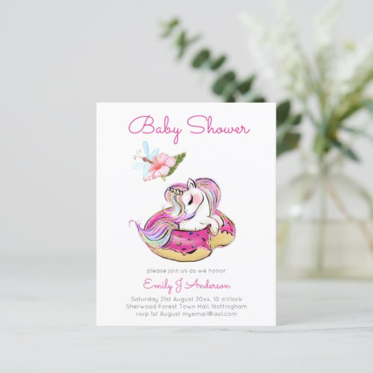 バジェット赤ちゃんシャワーかわいいユニコーンドーナツ女の子ピンク (スタンド正面)