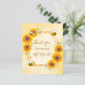 バジェット赤ちゃんシャワーひまわりミツバチサンキューカード (スタンド正面)