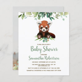 バジェット赤ちゃんシャワークマ緑の写真招待状