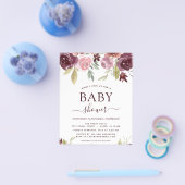 バジェット赤ちゃんシャワーバーガンディーウォーターのカラーフローラ チラシ (シングル)