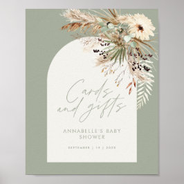 バジェット赤ちゃんシャワーパンパスカードギフトセージ緑 ポスター