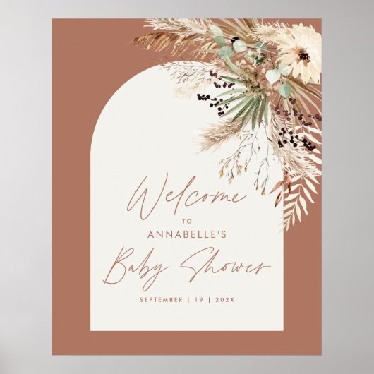 バジェット赤ちゃんシャワーパンパステラコッタモダンルスティック ポスター (正面)