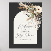 バジェット赤ちゃんシャワーパンパスブラックモダンエレガント ポスター (正面)