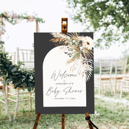 バジェット赤ちゃんシャワーパンパスブラックモダンエレガント ポスター