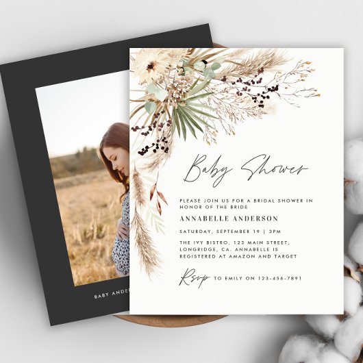 バジェット赤ちゃんシャワーパンパモダンス黒写真 チラシ