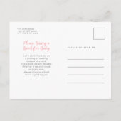 バジェット赤ちゃんシャワーピンクのバラ水色フローラ インビテーションポストカード (裏面)