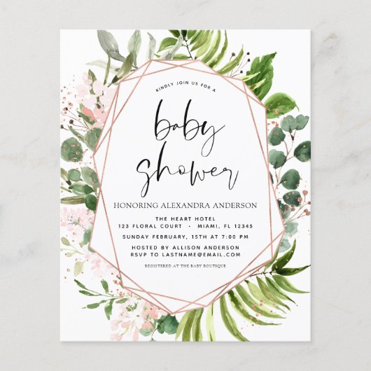 バジェット赤ちゃんシャワーユーカリ植物幾何学 チラシ (正面)