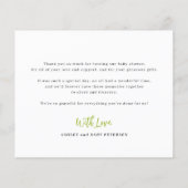 バジェット赤ちゃんシャワー写真サンキューカード (裏面)