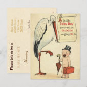 バジェット赤ちゃんシャワー招待状少年 インビテーションポストカード (正面/裏面)