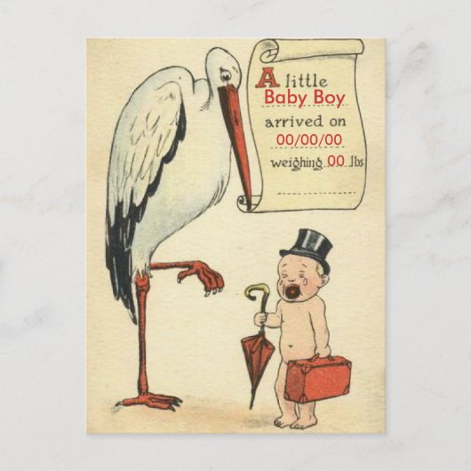 バジェット赤ちゃんシャワー招待状少年 インビテーションポストカード (正面)