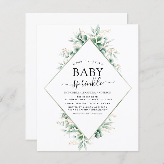 バジェット赤ちゃんシャワー散水ユーカリ幾何学 (正面/裏面)