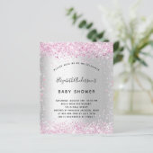 バジェット赤ちゃんシャワー銀色ピンクの女の子の招待 (スタンド正面)