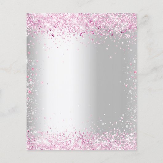 バジェット赤ちゃんシャワー銀色ピンクの女の子の招待 (裏面)