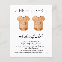 バジェット赤ん坊の服He She Gender Reveal招待状