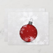 バジェット赤オーナメントスノーシーンホリデーカード (正面/裏面)