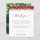 バジェット赤グリッター写真キンセアニェラありがとう (正面/裏面)