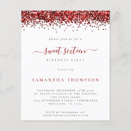 バジェット赤グリッターSweet sixteen招待状
