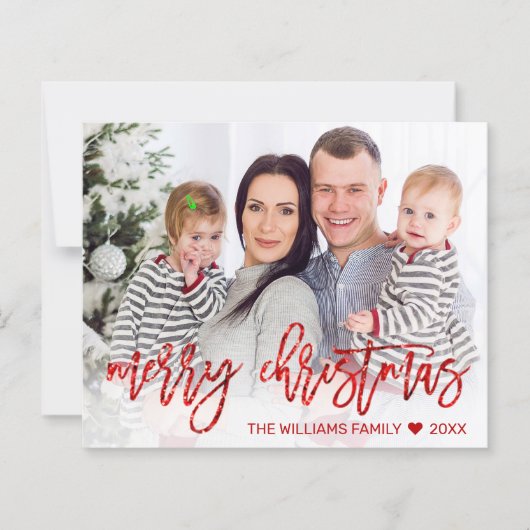 バジェット赤メリークリスマスグリッターのスクリプト写真 (正面)