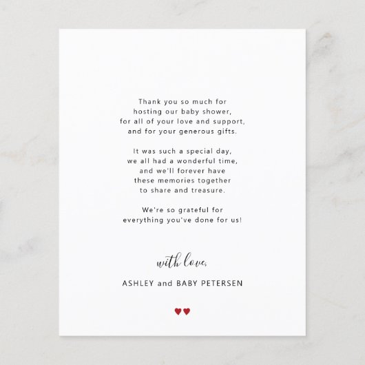 バジェット赤感謝していちゃんシャワーあなたの写真カード (裏面)