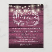 バジェット赤素朴灯フォトウェディング招待 (正面)