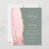 バジェット赤面アゲートセージグリーン結婚式招待状 (正面)