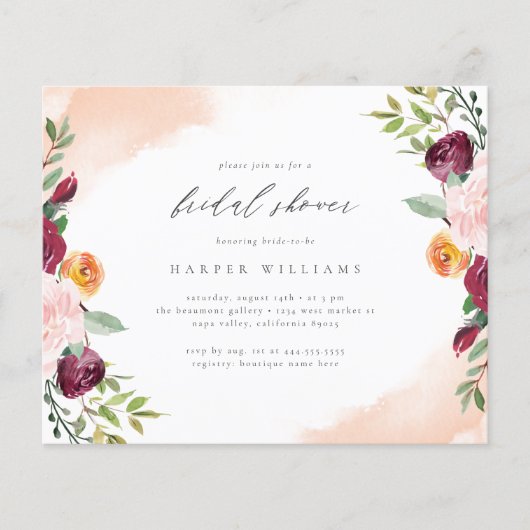 バジェット赤面ネイビーフローラ植物学ブライダルシャワー (正面)