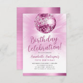 バジェット赤面ピンクグリッター70sディスコボール誕生日 ノートカード (正面/裏面)