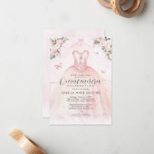 バジェット赤面ピンクフローラプリンセスガウンキンセアニェラ ノートカード (正面/裏面インサイチュ)