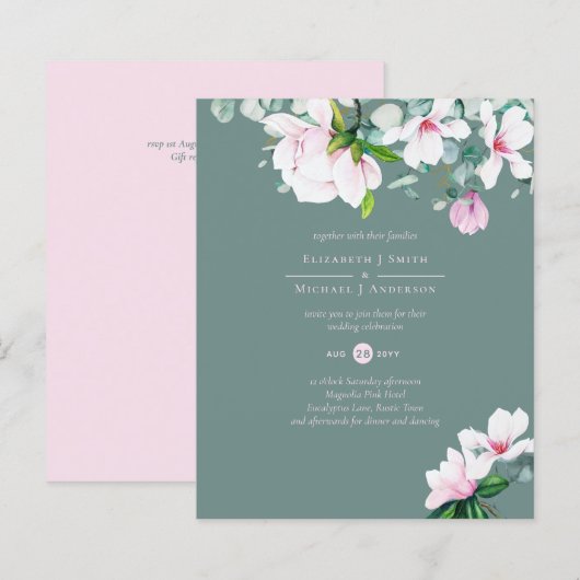 バジェット赤面ピンクマグノリアスセージ結婚ユーカリ (正面/裏面)