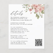 バジェット赤面ピンクローズフローラ結婚式招待状 (裏面)