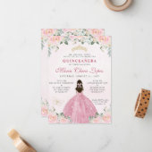 バジェット赤面ピンク金ゴールドフローラプリンセスキンセアニラ ノートカード (正面/裏面インサイチュ)