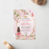 バジェット赤面ピンク金ゴールドフローラプリンセスキンセアニラ ノートカード (正面/裏面インサイチュ)