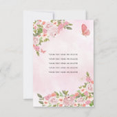 バジェット赤面ピンク金ゴールドフローラプリンセスキンセアニラ ノートカード (裏面)