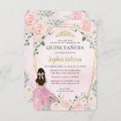 バジェット赤面ピンク金ゴールドフローラプリンセスキンセアニラ ノートカード (正面/裏面)