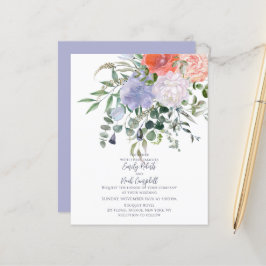 バジェット赤面ピンク&ブルーウォーター色のフローラ結婚ズ