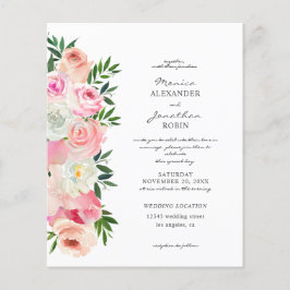 バジェット赤面ピンク&ホワイトフローラ結婚ズフライヤー チラシ