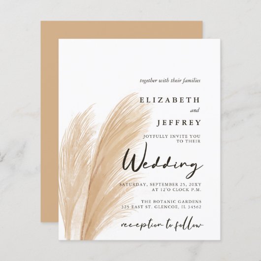 バジェット赤面ボホパンパ結婚式招待状 (正面/裏面)