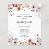 バジェット赤面マルサラフローラブライダルシャワー招待状 (正面)