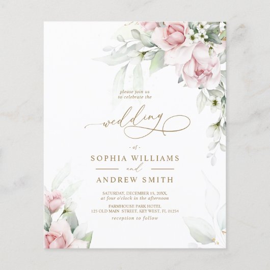 バジェット赤面&ユーカリ結婚式招待状 (正面)