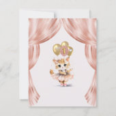 バジェット踊りキャットフォトファースト誕生日ガール サンキューカード (裏面)