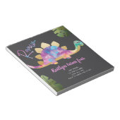 バジェット轟音かわいい抽象芸術ピンク恐竜招待状 ノートパッド (アングル)