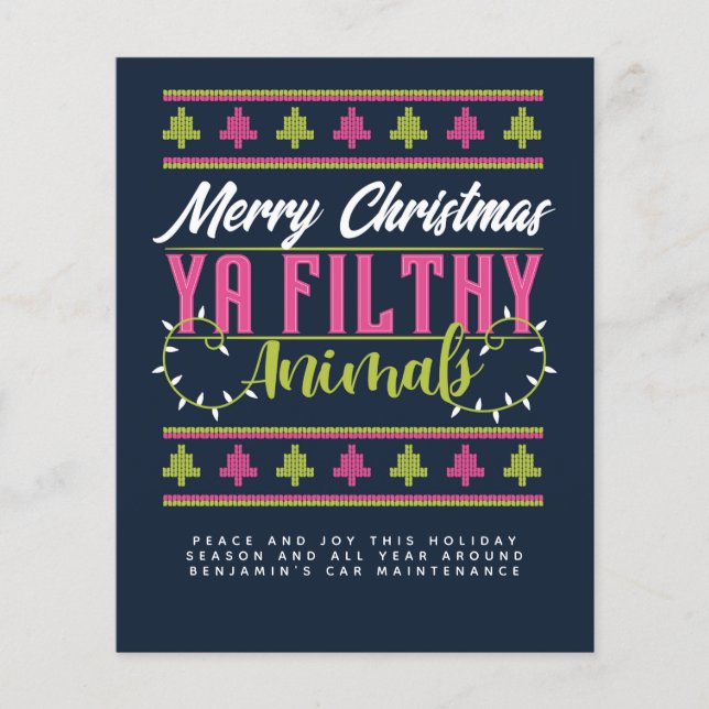 バジェット醜いセータークリスマス招待状年次レター (正面)