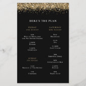 バジェット金ゴールドグリッターヘンパーティーウィークエンドブラック招待状 (裏面)