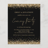バジェット金ゴールドグリッター結婚ブラックの夕べ招待状 (正面)