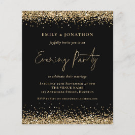 バジェット金ゴールドグリッター結婚ブラックの夕べ招待状